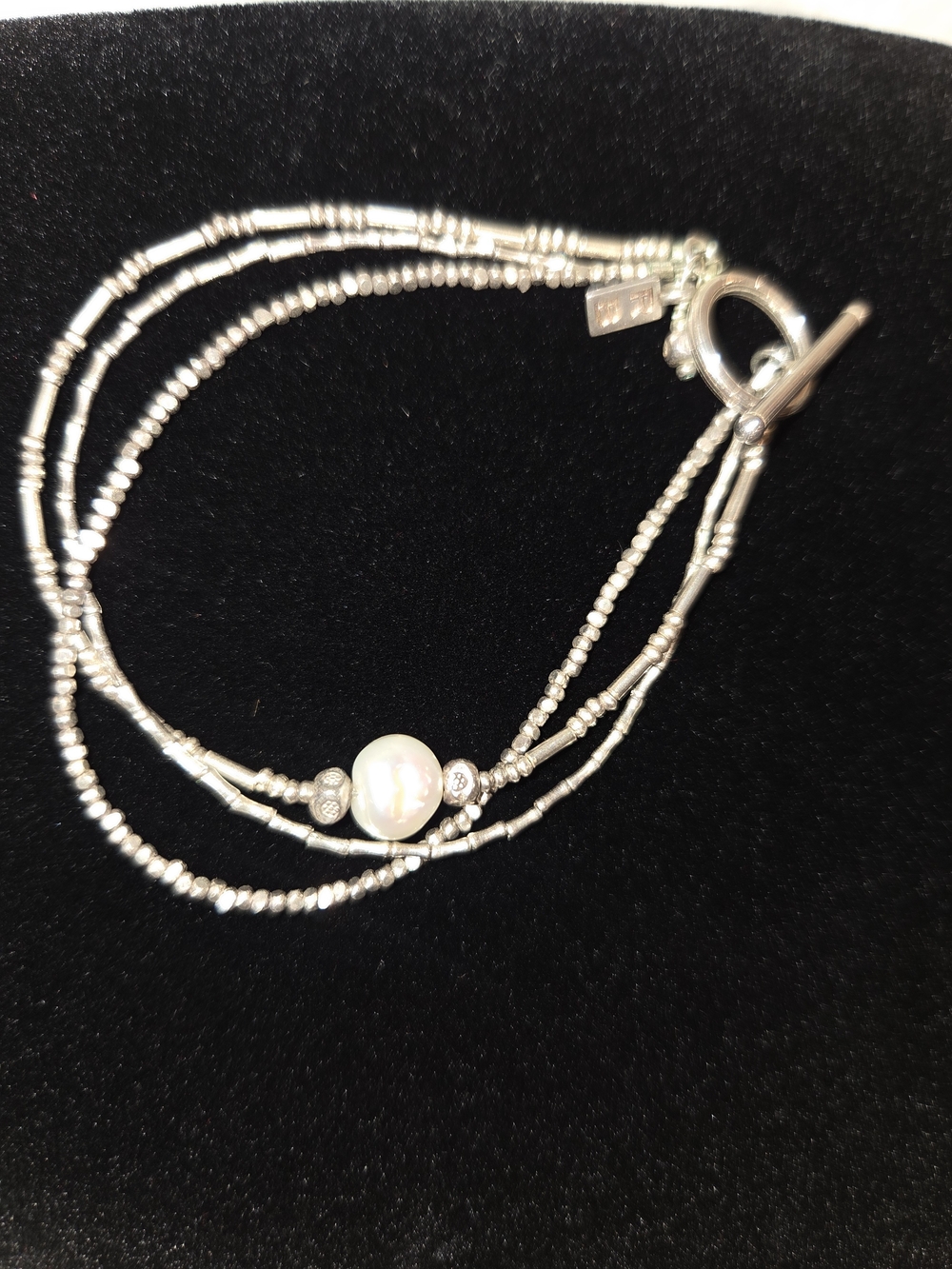 Sterling Silver Multi-Strand Pearl Accent Bracelet